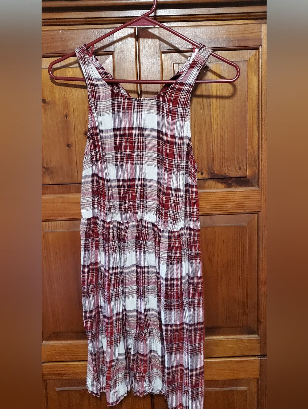 Forecer 21 Burgundy Plaid Sleeveless Mini Dress